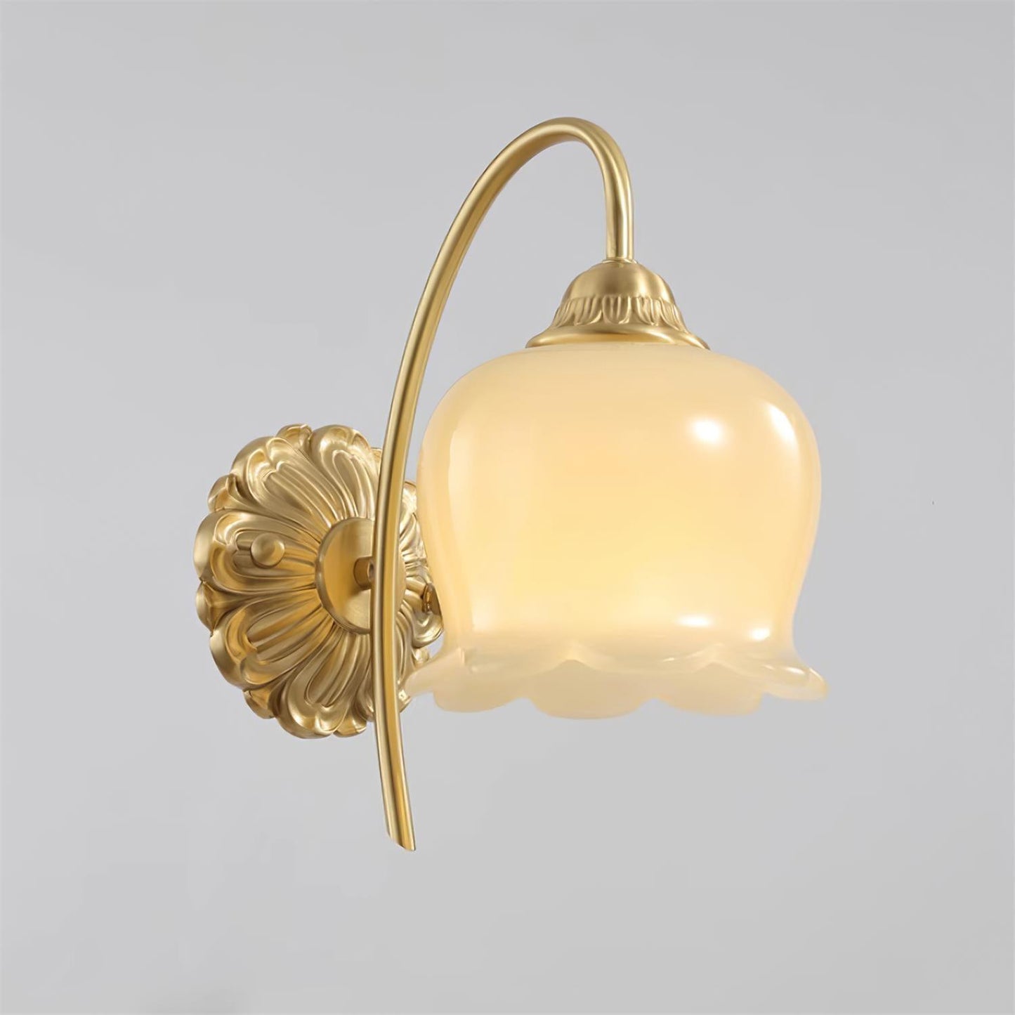 Mia Vintage Wall Lamp with Gold Finish and Beige Bell Orchid Accent