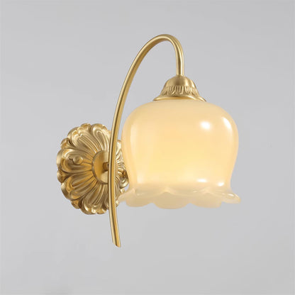 Mia Vintage Wall Lamp with Gold Finish and Beige Bell Orchid Accent