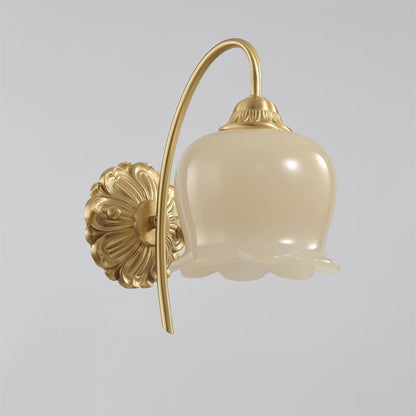 Mia Vintage Wall Lamp with Gold Finish and Beige Bell Orchid Accent