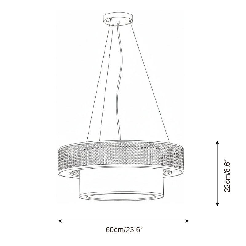 Camille Wicker Chandelier, Rattan Frame with Fabric Shade