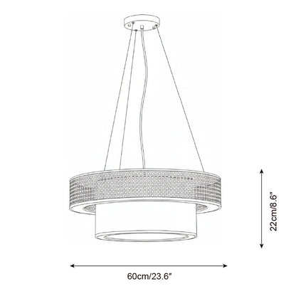 Camille Wicker Chandelier, Rattan Frame with Fabric Shade