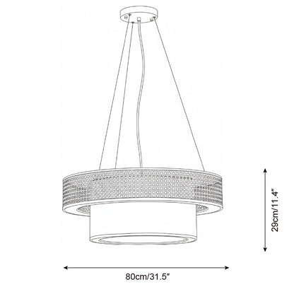 Camille Wicker Chandelier, Rattan Frame with Fabric Shade