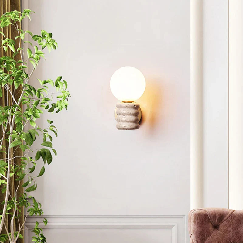 Camille Zen Glow Travertin-LED-Wandleuchte
