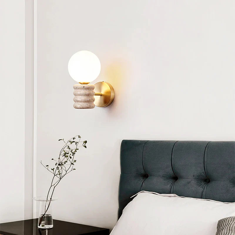 Camille Zen Glow Travertin-LED-Wandleuchte