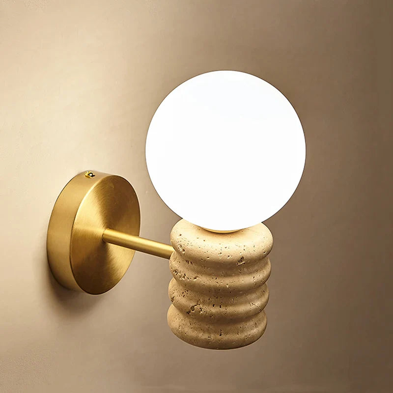 Camille Zen Glow Travertin-LED-Wandleuchte