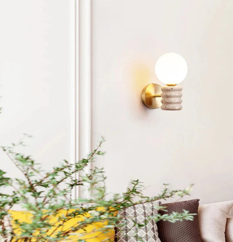 Camille Zen Glow Travertin-LED-Wandleuchte