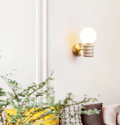 Camille Zen Glow Travertin-LED-Wandleuchte
