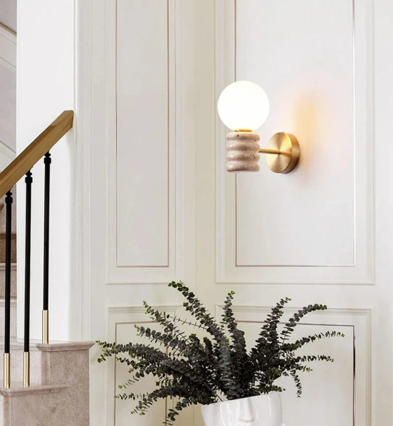 Camille Zen Glow Travertin-LED-Wandleuchte