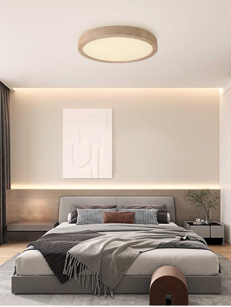 Juliette Ellipse Travertine Stone Ceiling Light