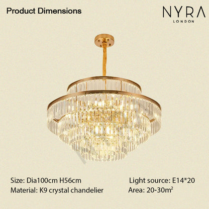 Mathilde Glamorous Golden Crystal Chandelier