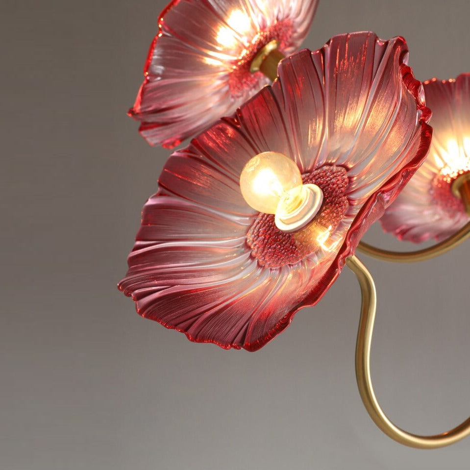 Amélie Glas Messing LED Kronleuchter Bloom Style Hängeleuchte