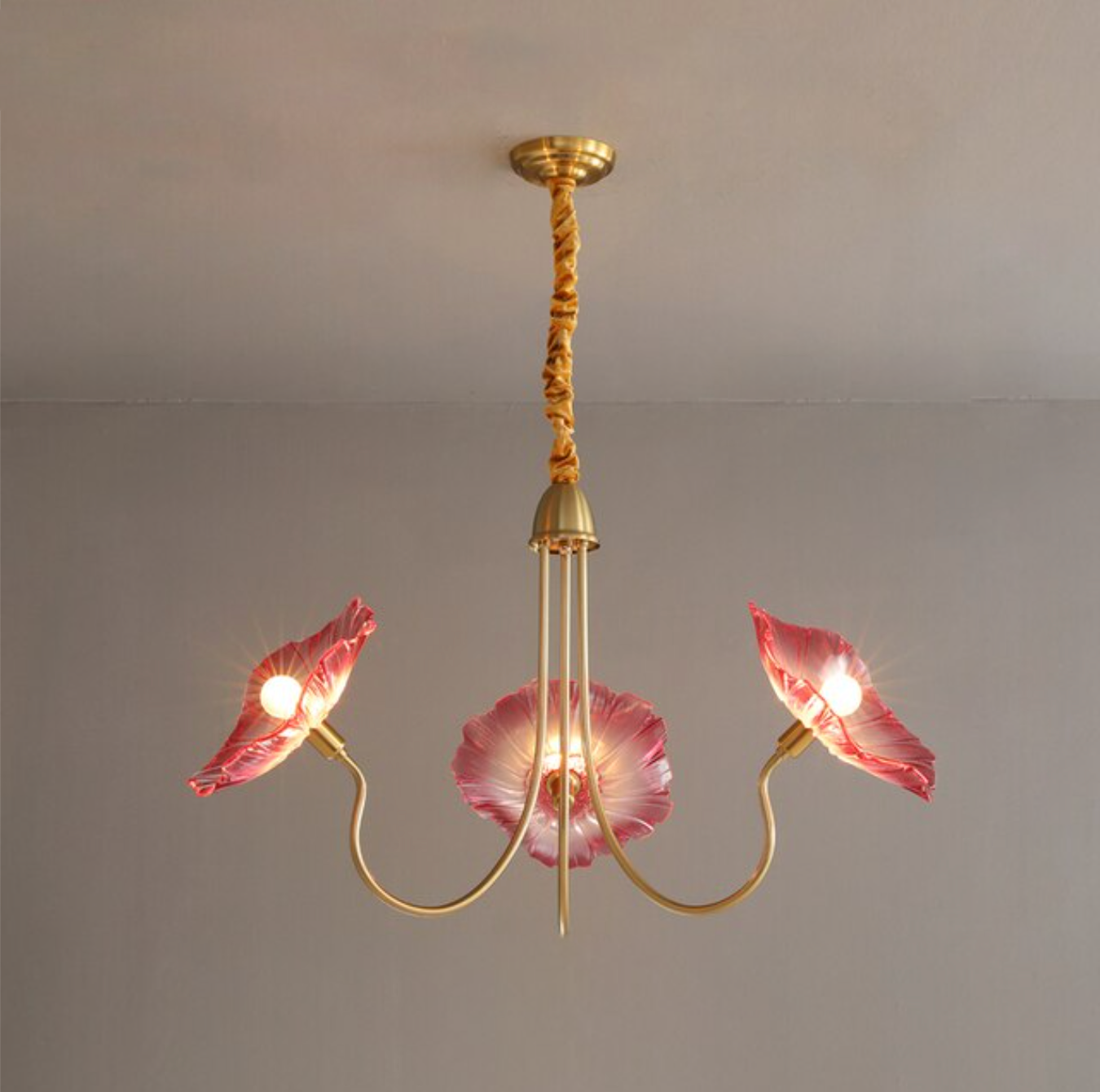 Amélie Glas Messing LED Kronleuchter Bloom Style Hängeleuchte