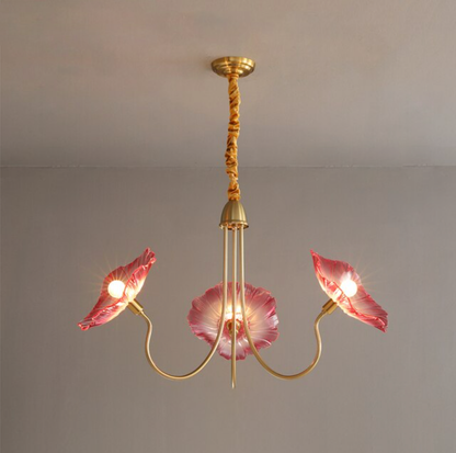 Amélie Glas Messing LED Kronleuchter Bloom Style Hängeleuchte