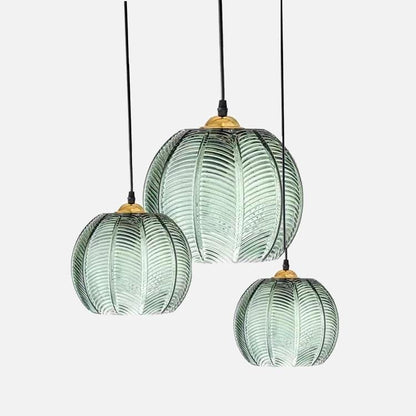 Camille Leaf Pattern Glass Pendant Light Gold Accent Fixture