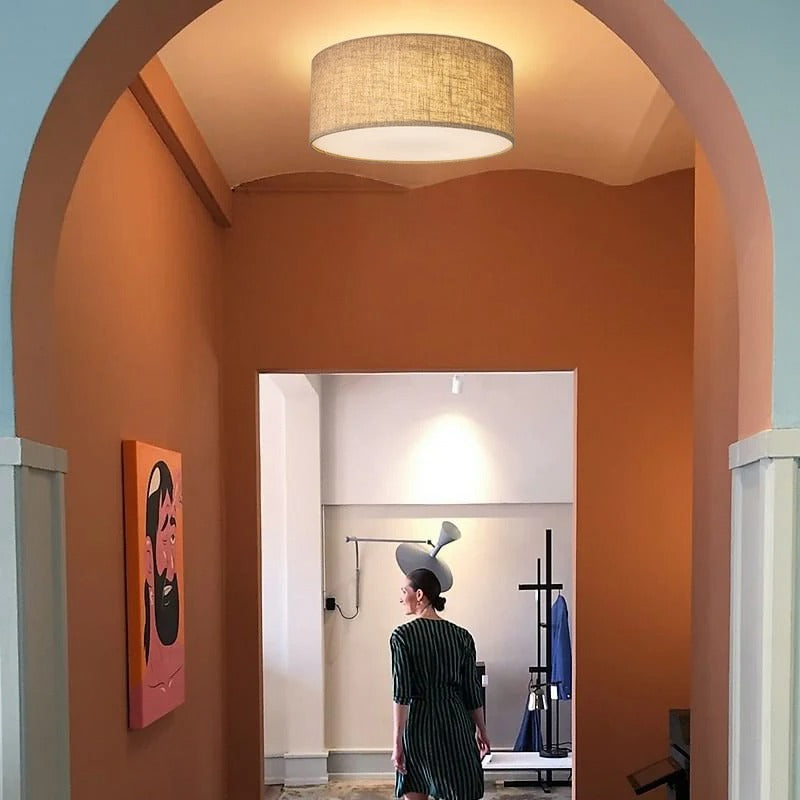 Amélie Minimalist Fabric Drum Ceiling Light