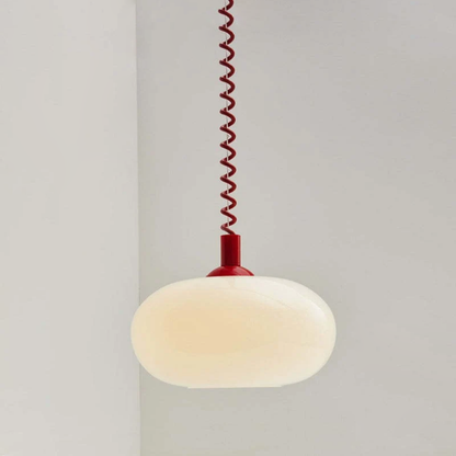 Camille Retractable Spring Wire LED Pendant Light White Glass Modern Fixture