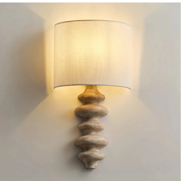 Élise Wood Spiral-Wandleuchte Stoffschirm Moderne Wandleuchte