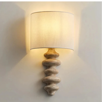 Élise Wood Spiral Wall Lamp Fabric Shade Modern Sconce Light