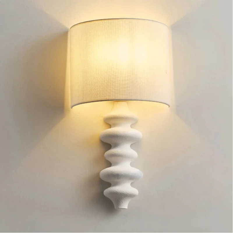 Élise Wood Spiral Wall Lamp Fabric Shade Modern Sconce Light